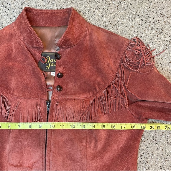 DAVID JAMES Vintage Leather Fringe Jacket SZ 13/14 - Picture 13 of 14